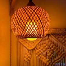 Bamboo Lantern Plug in Wall Sconces Wicker Wall Lamp with Plug in Cord Hand