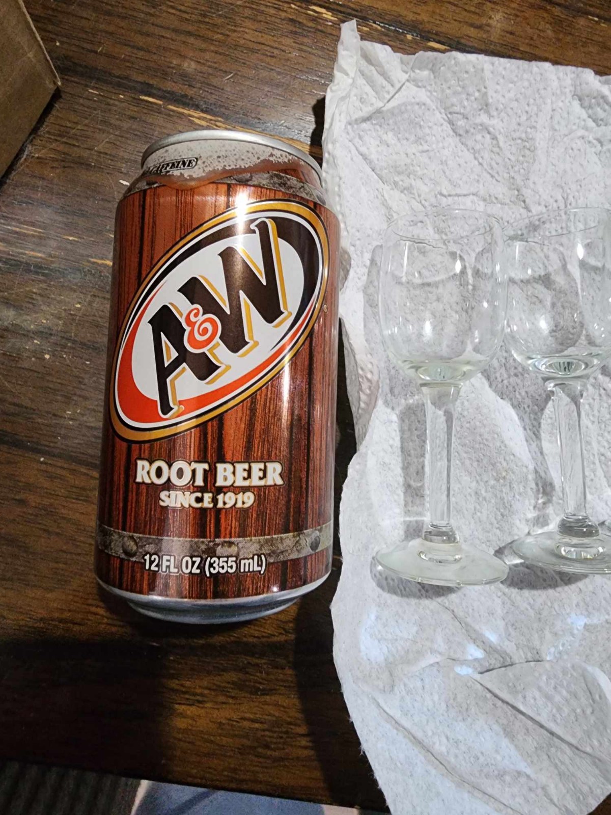 Small wine glasses, soda can for size