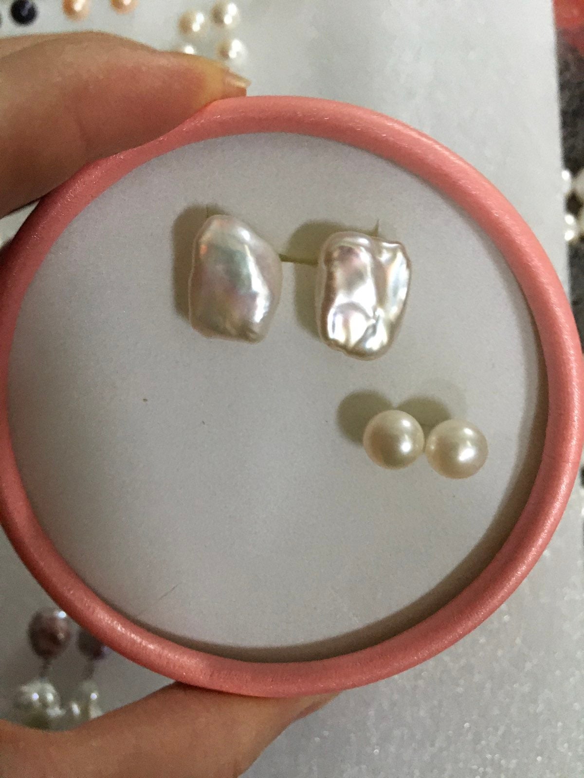 18k AAAA keshi pearl earrings 12X16mm