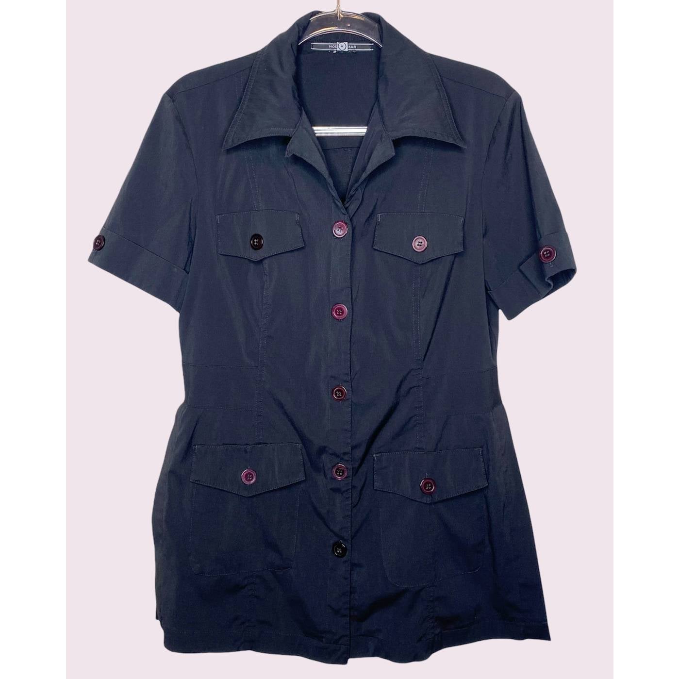 Noel Asmar Black Button Down Scrub Tunic Work Tunic Spa Tunic Top Size Medium