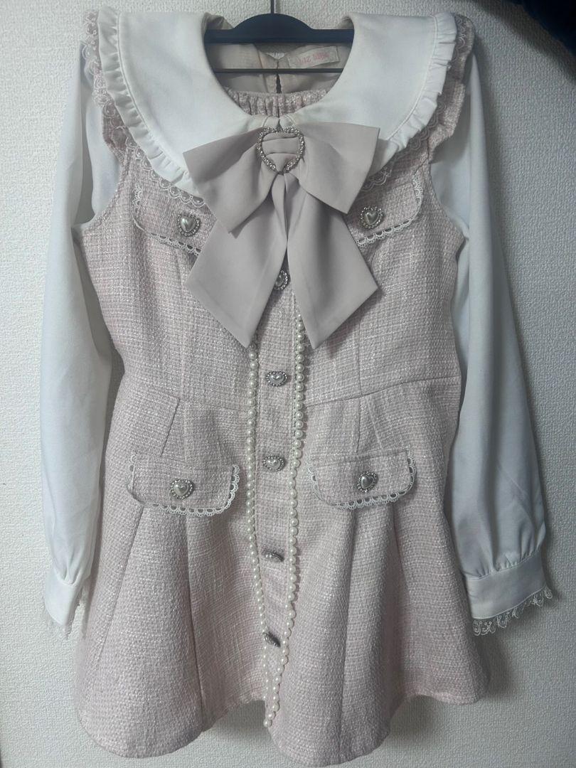 LIZ LISA Pink Ribbon Frill Collar Set-up