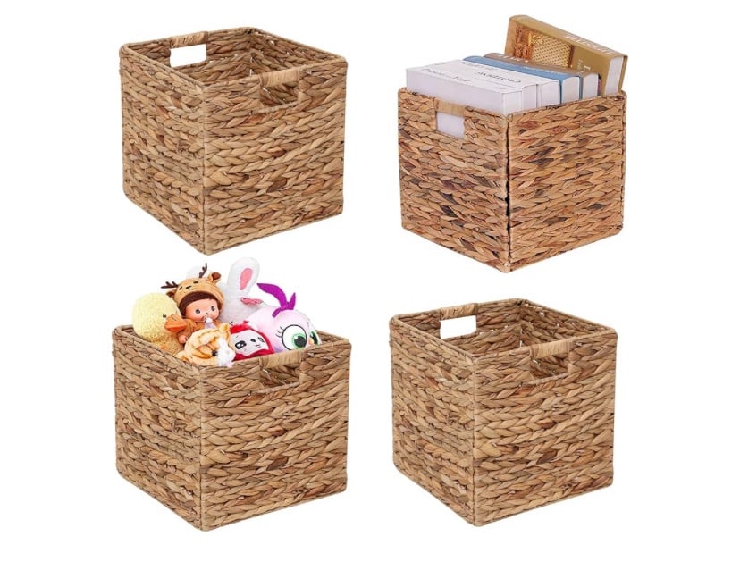 JGJCY09 11x11x11” Storage Foldable Handwoven Wicker Baskets