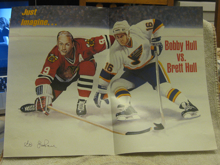 1991 Tuff Stuff Poster 11 x 16 Bobby Hull vs. Brett Hull poster NHL hockey