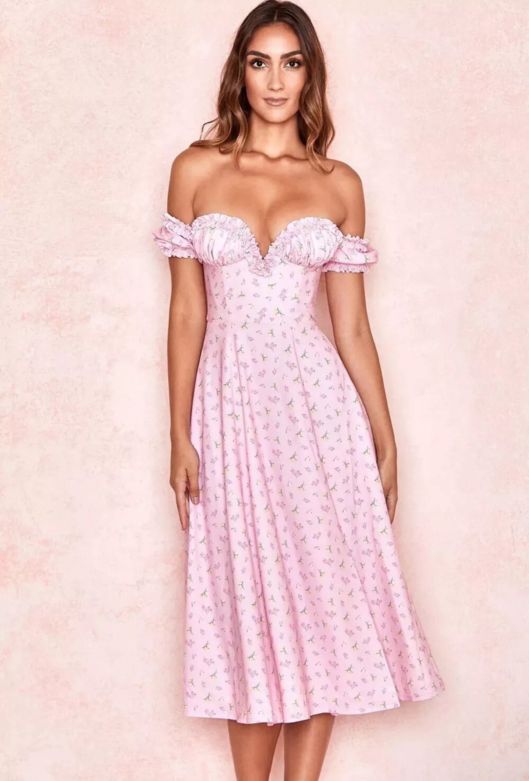 House of CB Lauren Pink Floral Strapless Sundress Size M