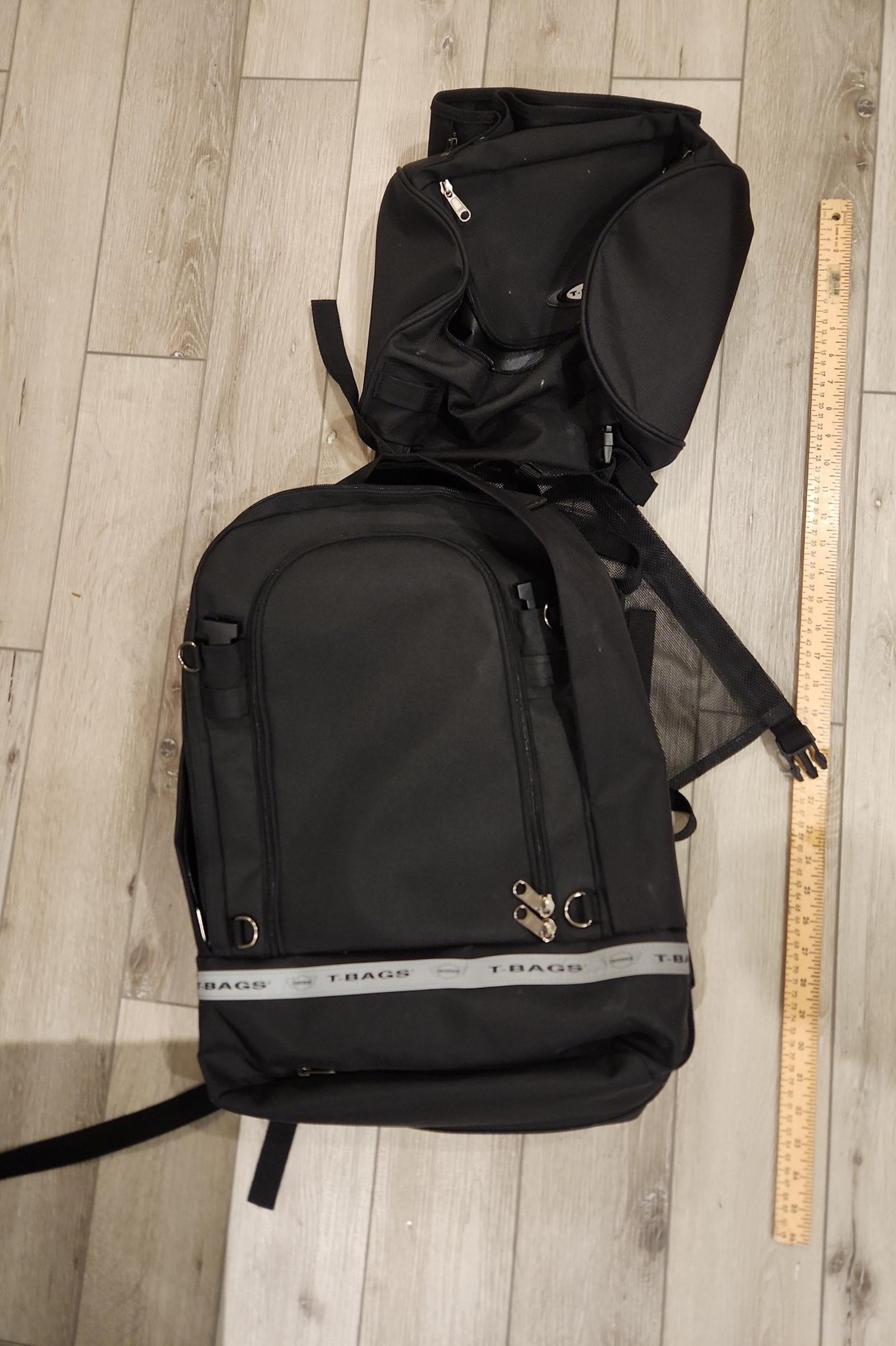 T-Bags Black Reflective Backpack Sleek Design Expandable With Additional Small l