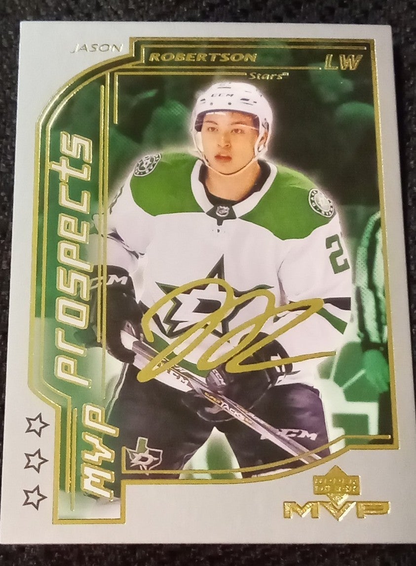 2020-21 Upper Deck Jason Robertson Gold Script Auto MVP Prospects Rookie Hockey