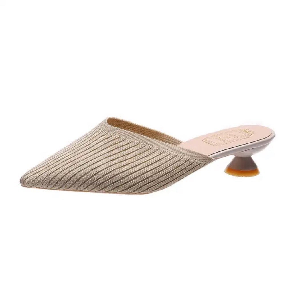 Kitten heel summer mule slide color sand size 40
