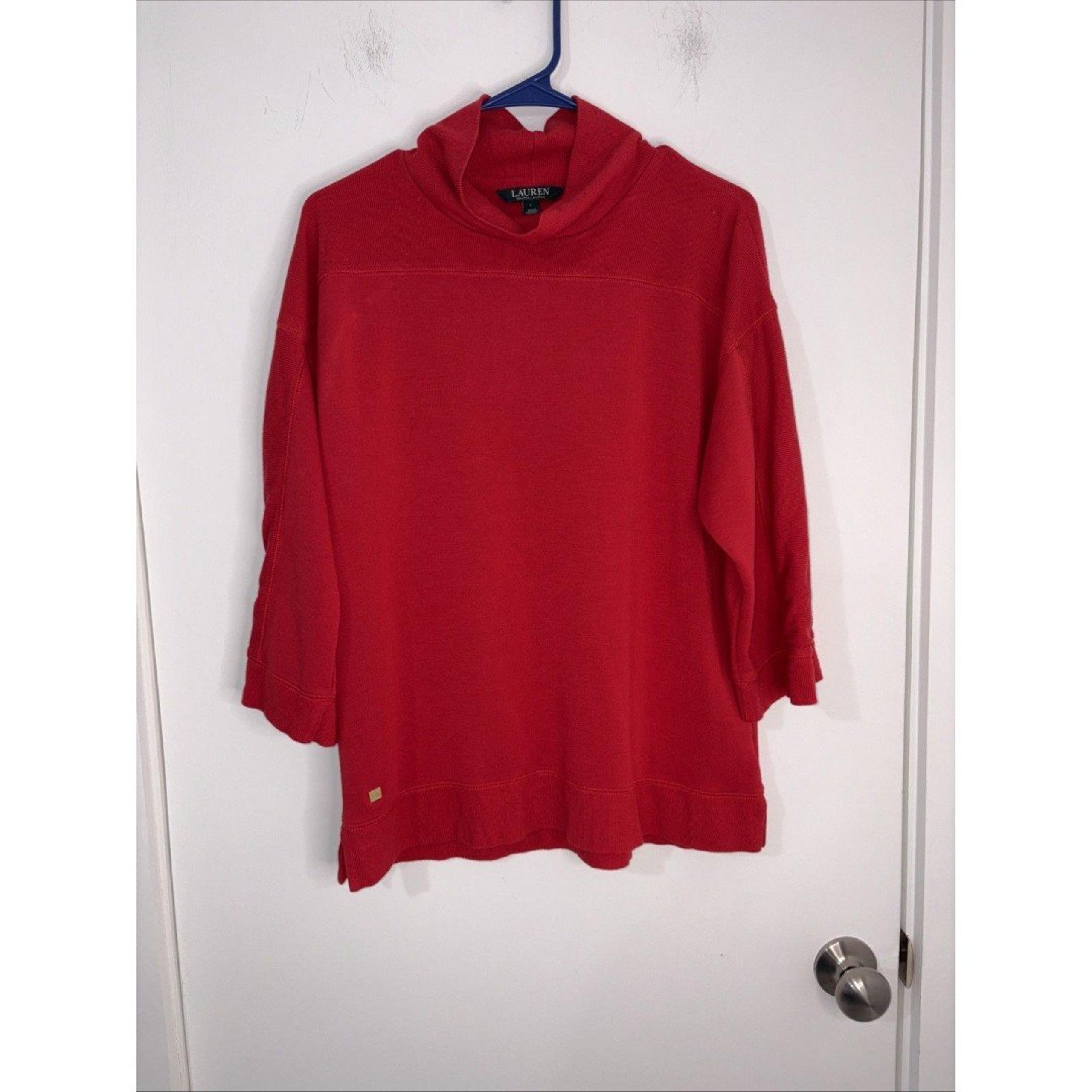 Lauren Ralph Lauren Black Label  Pullover Cowlneck Large Red Sweater Viscose