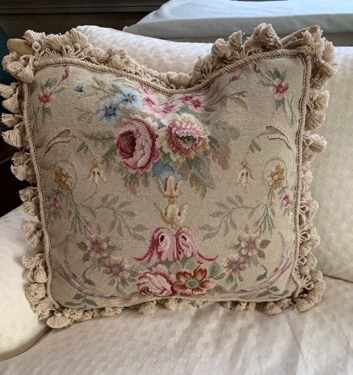 Throw pillow, petit point