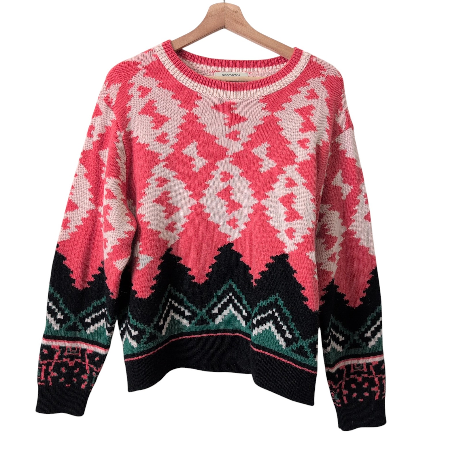 Aldomartins Abstract Sweater Womens Medium Anthropologie Wool Alpaca Pink Knit