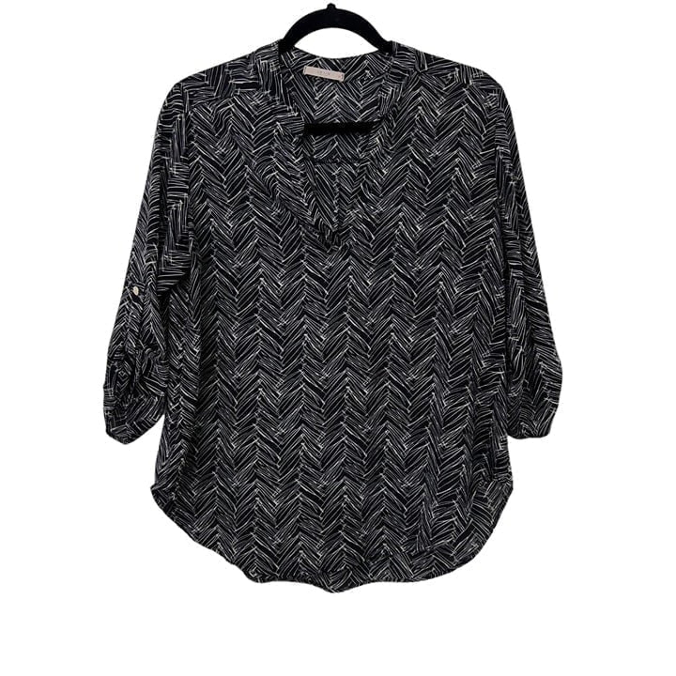 Le Lis womens black white patterned blouse 3/4 sleeve  Size: XL