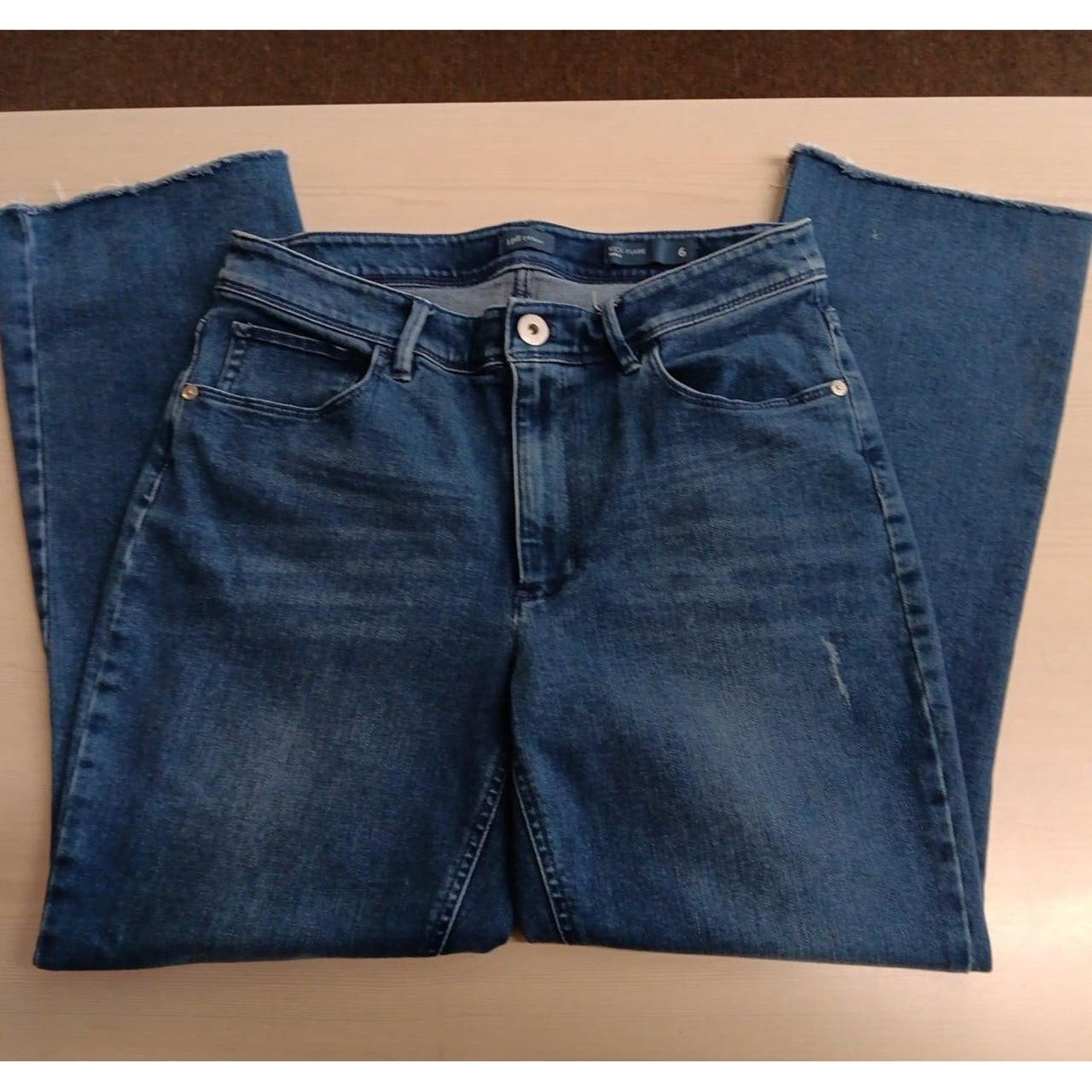 J Jill Kick Flare Ankle Jeans Womens 6 Raw Fray Hem Waverly Wash Stretch