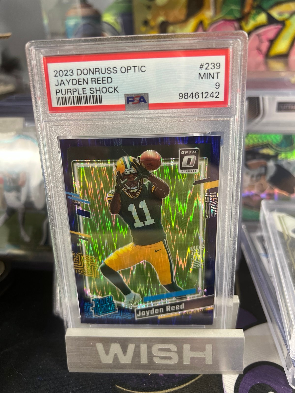 Prizm Jayden Reed purple shock psa 9 packers