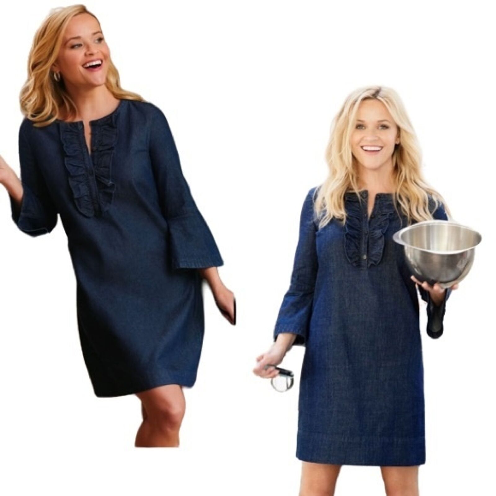 Draper james ruffle chambray dress clearance