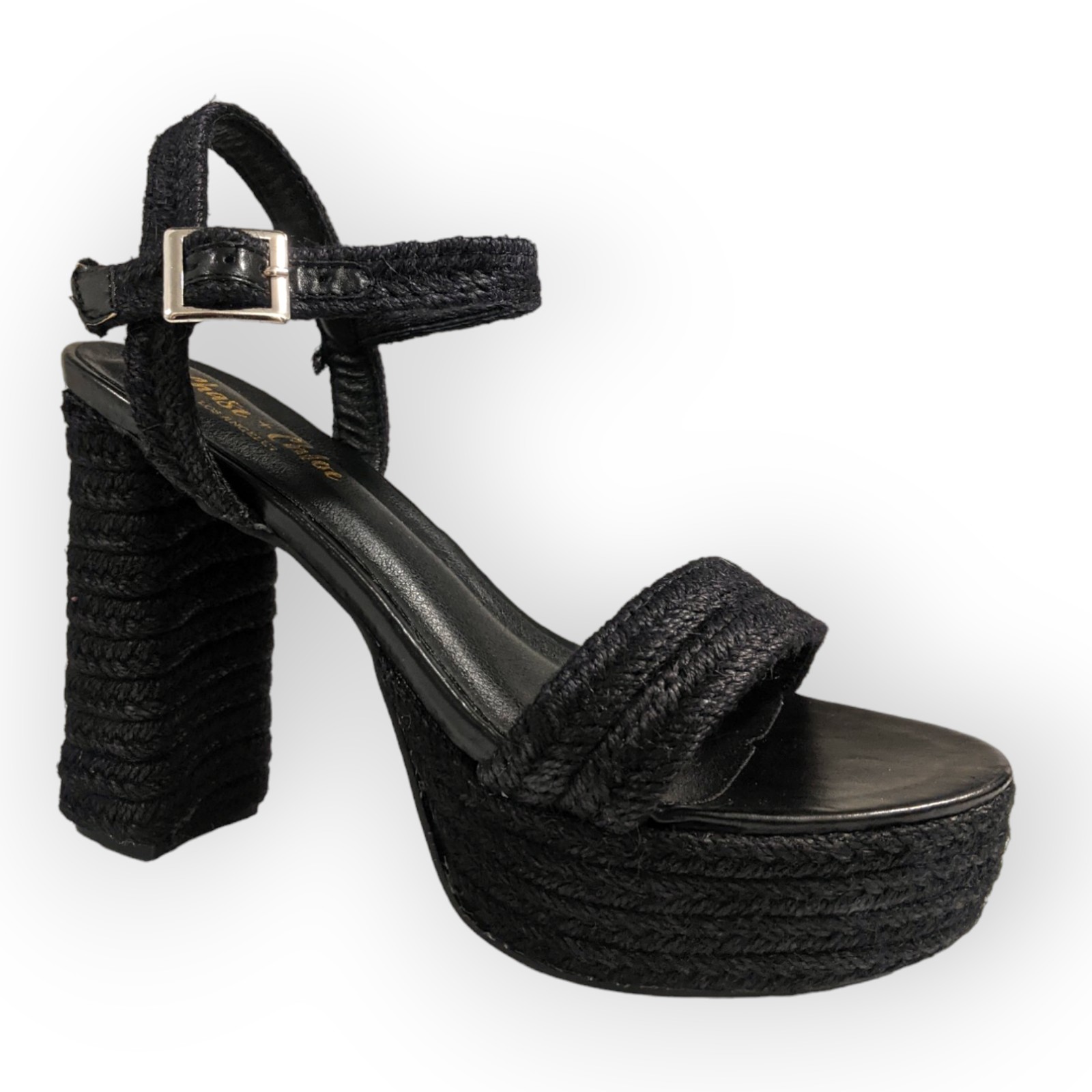 Chase and Chloe Black Lorelie Platform Heeled Sandal, 10M