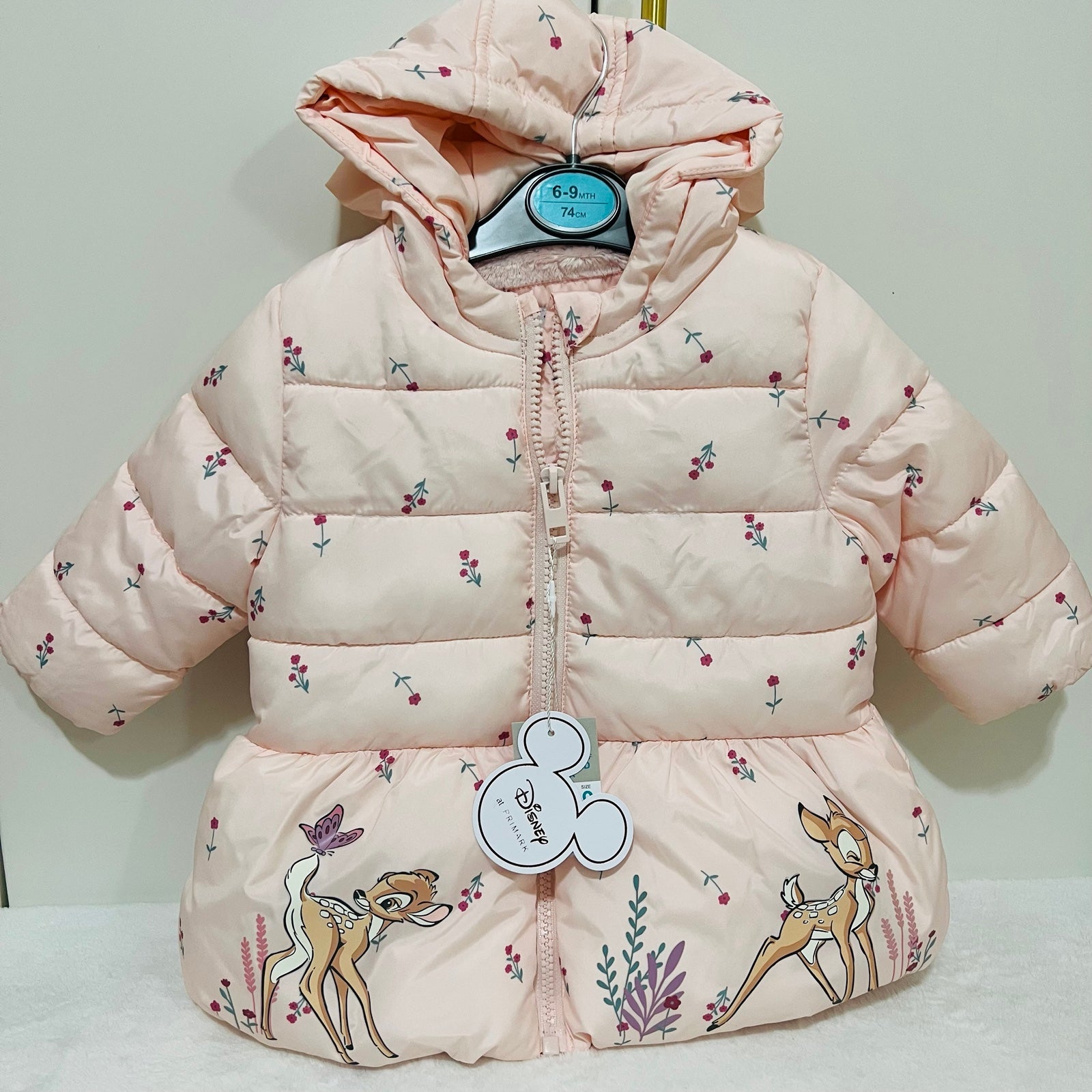 NEW Disney Bambi Puffer Jacket 6-9mo - Primark