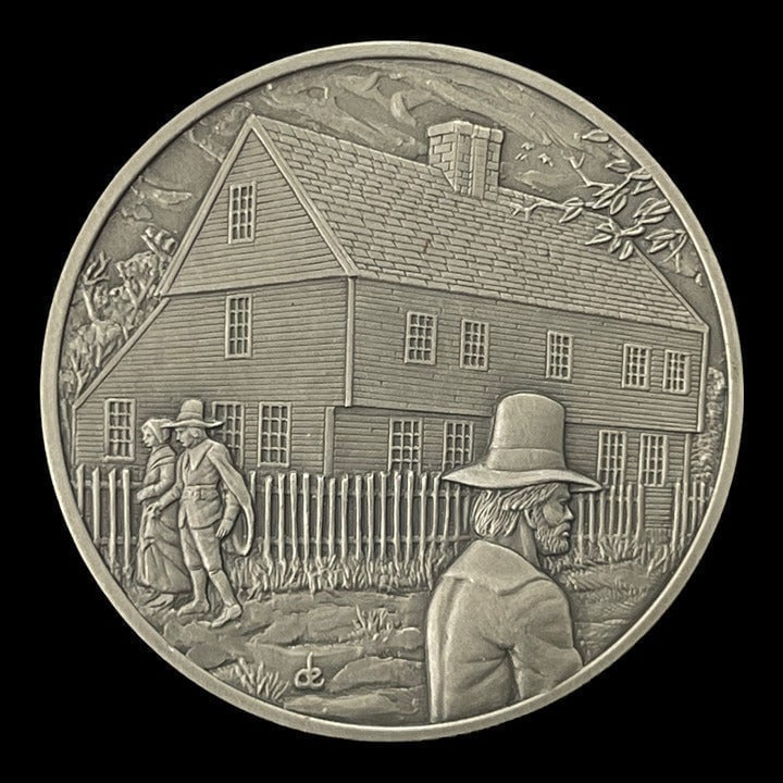 Vintage Medal History of Colonial America Pewter Coin Harvard College
