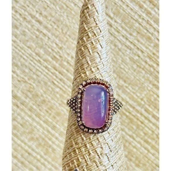 HUGE Crystal Zircon Ring Rose Gold and White Zircon Ring