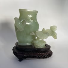 Chinese jade vase with wood stand