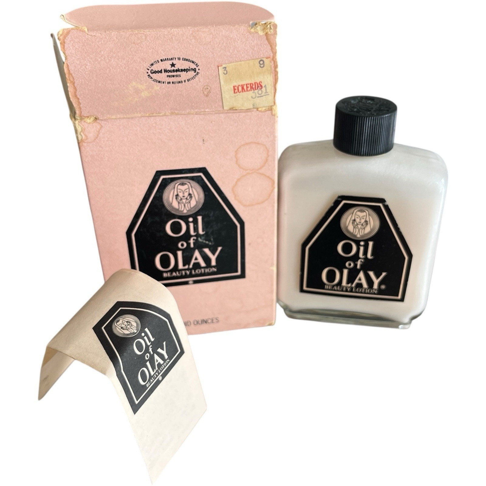 Oil of Olay 4 oz Bottle In Box (stained) New Vintage 80s Rare find collectible
