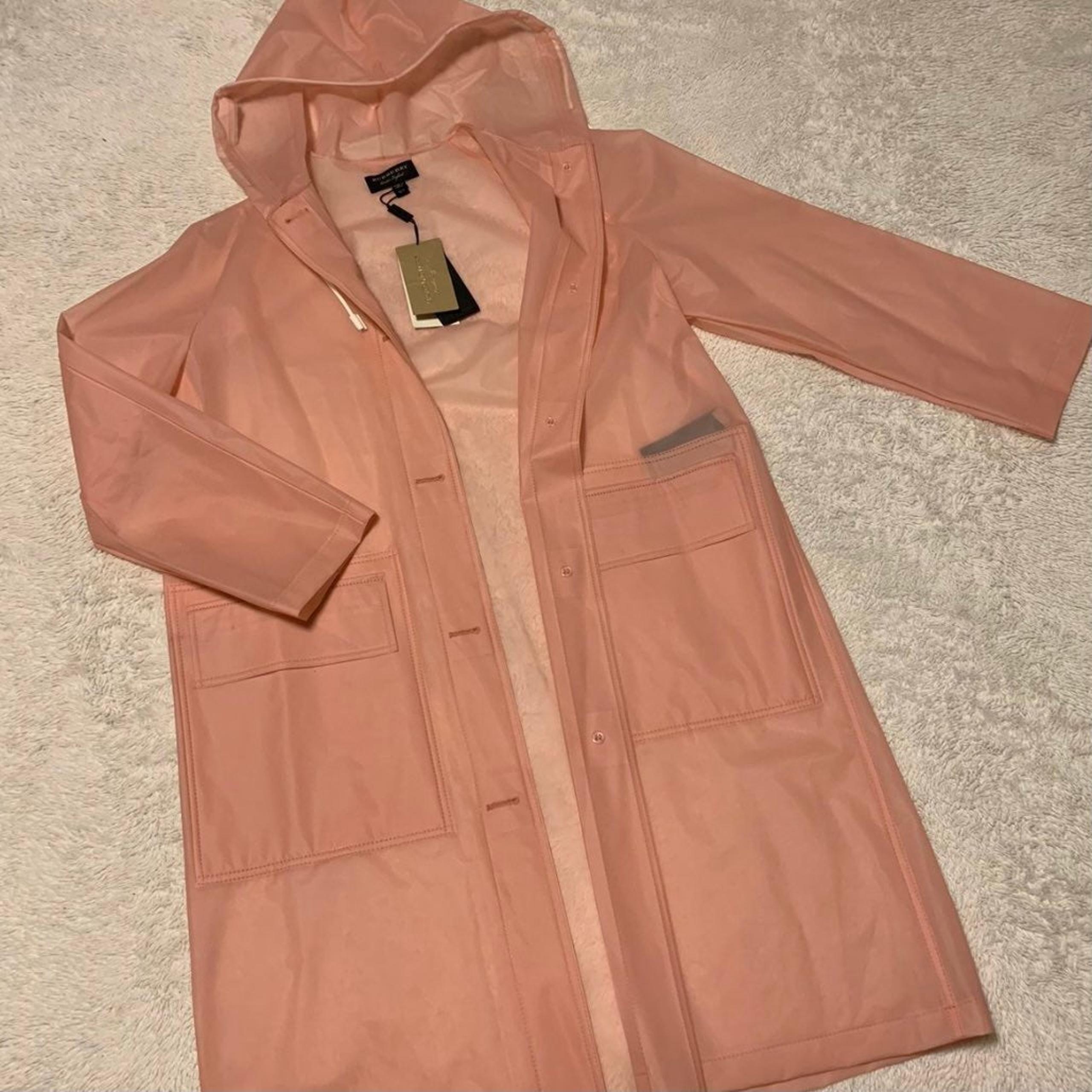 Burberry pink see through rain coat