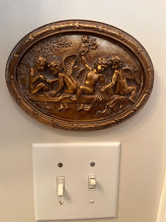 Vintage Wall Sculpture, Antique Pediment, Hallway Wall Art, Hand Painted