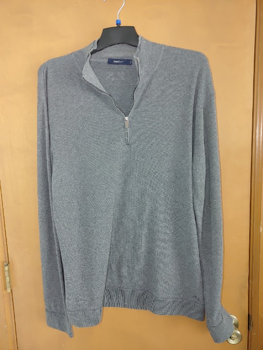 ZEGNA SPORT Men's Wool Long Sleeves 1/4 Zip Strait Hem Knit Polo Sweater Size L
