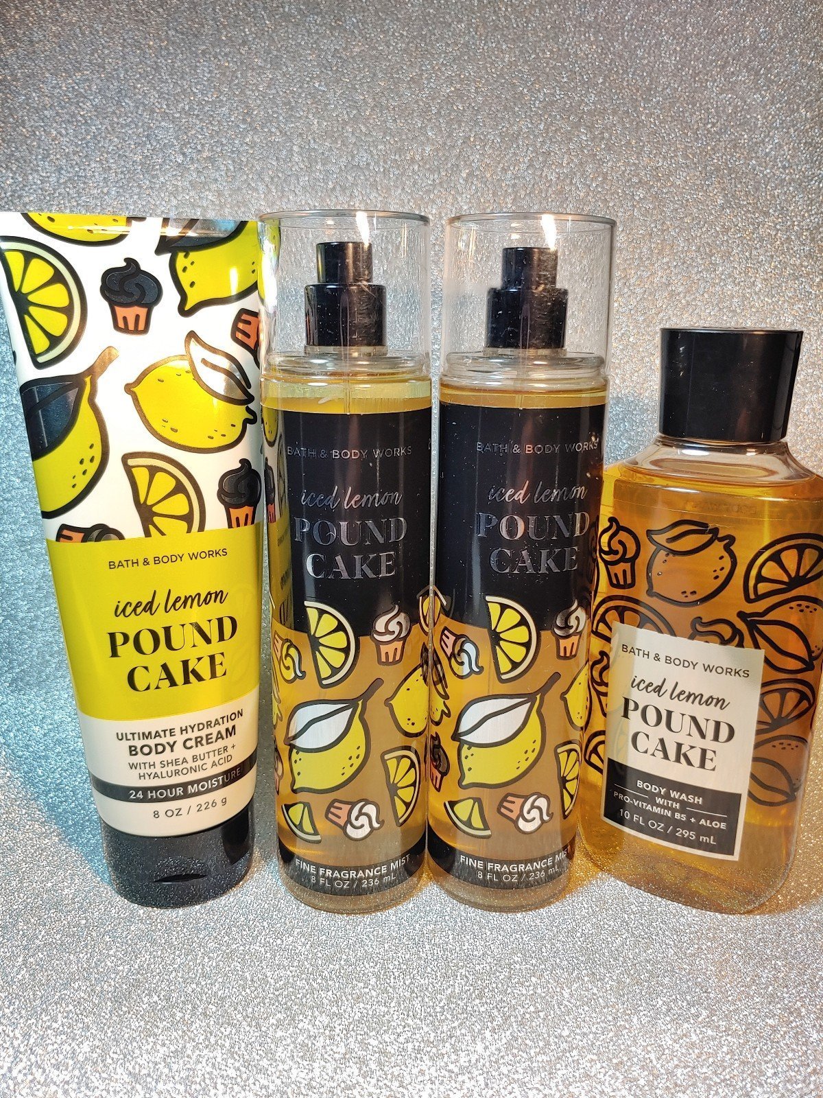 Bath & Body Works Iced Lemon Pound Cake 4 Piece Set.