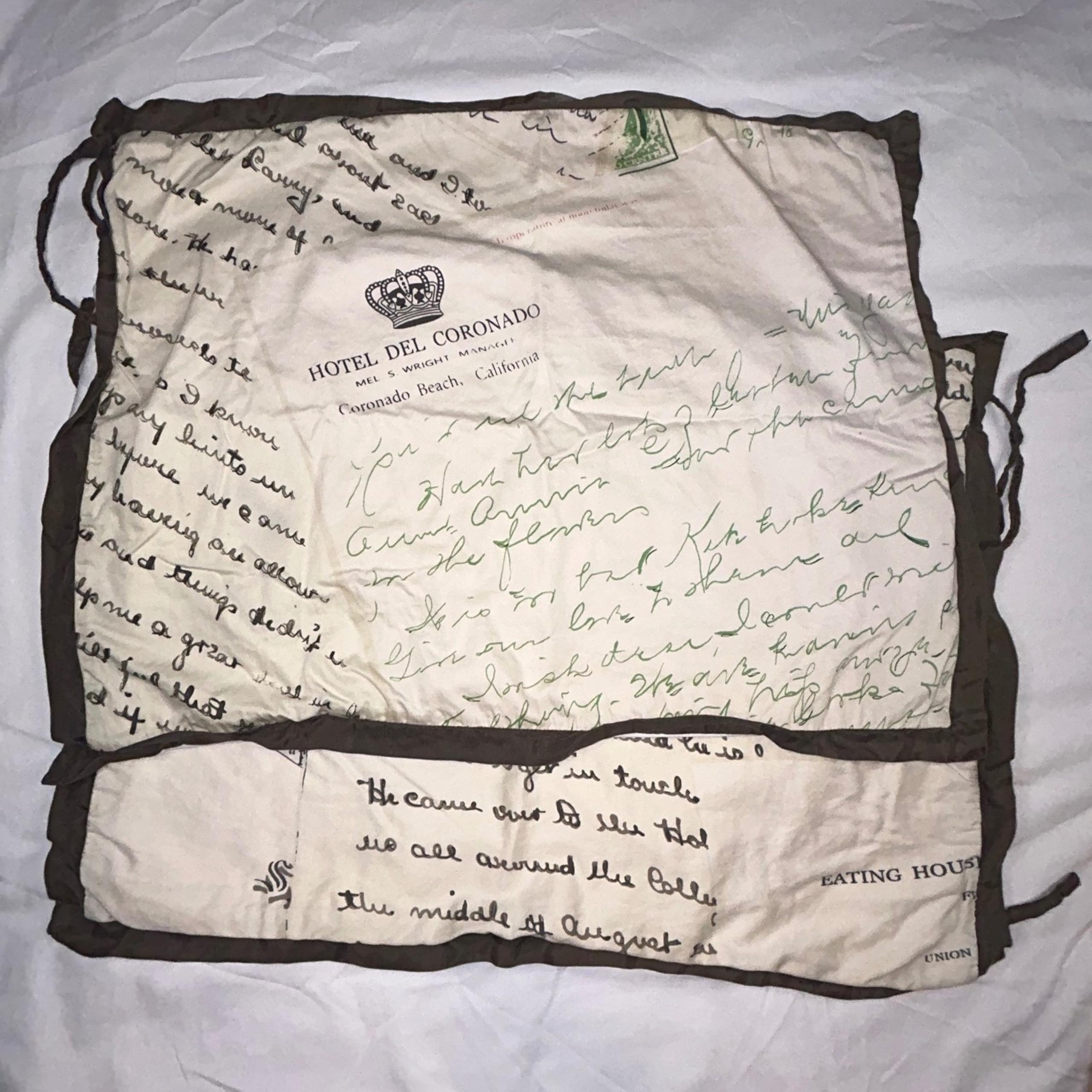 Hotel Del Coronado Pillow Shams Standard Size Letter Print Cotton Set of 2