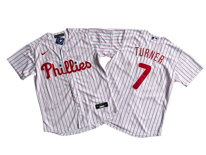Men's Philadelphia Phillies 7# Trea Turner White Home Replica Player Name Jersey
