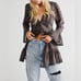 NWOT Free People Vintage Inspired Lace Trim Charcoal Mini Dress Tunic Top