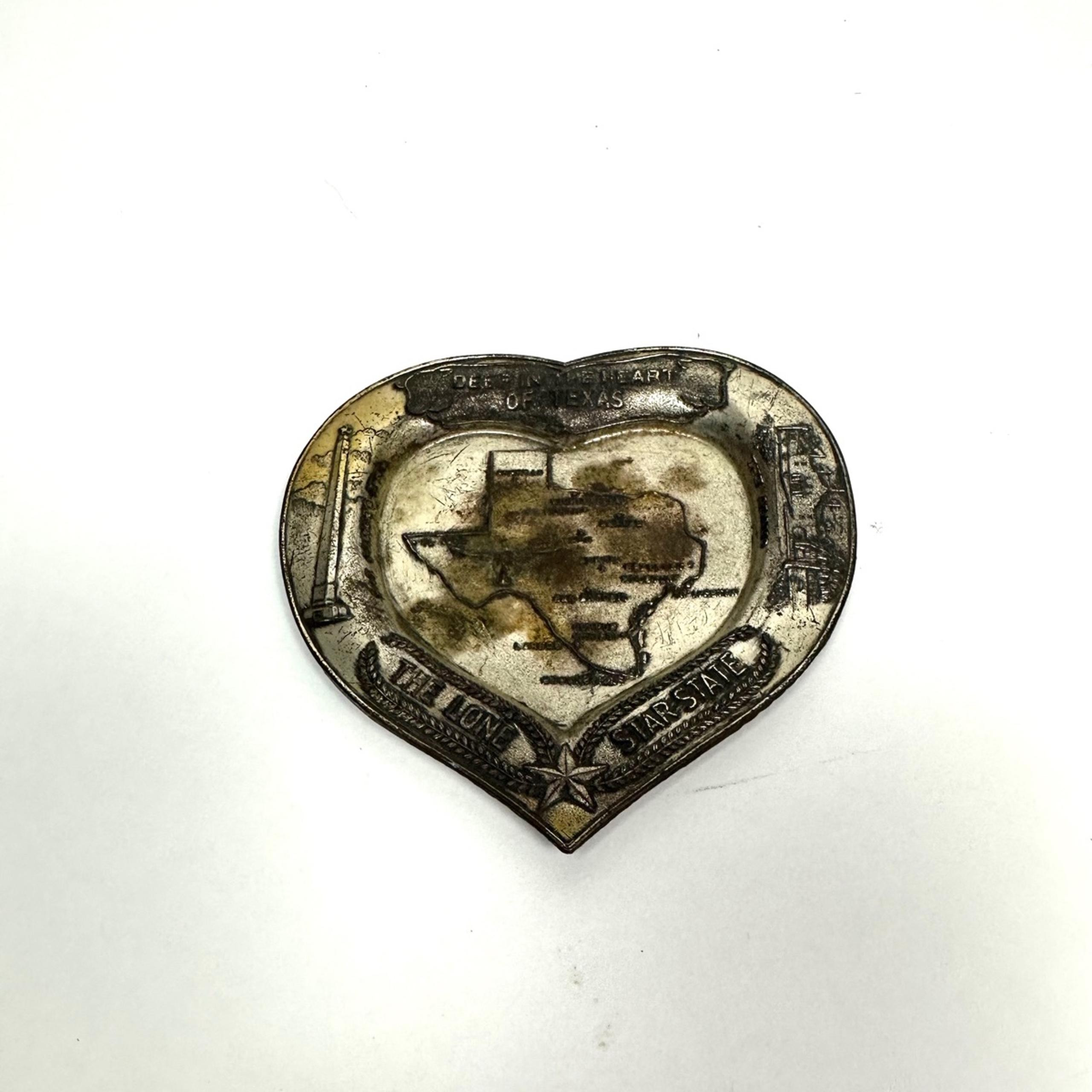 Vintage Metal Texas Heart Ashtray