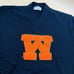Vintage AMF - 50s Knit V-Neck Sweater Size 44 (large) Varsity Letter W Orange