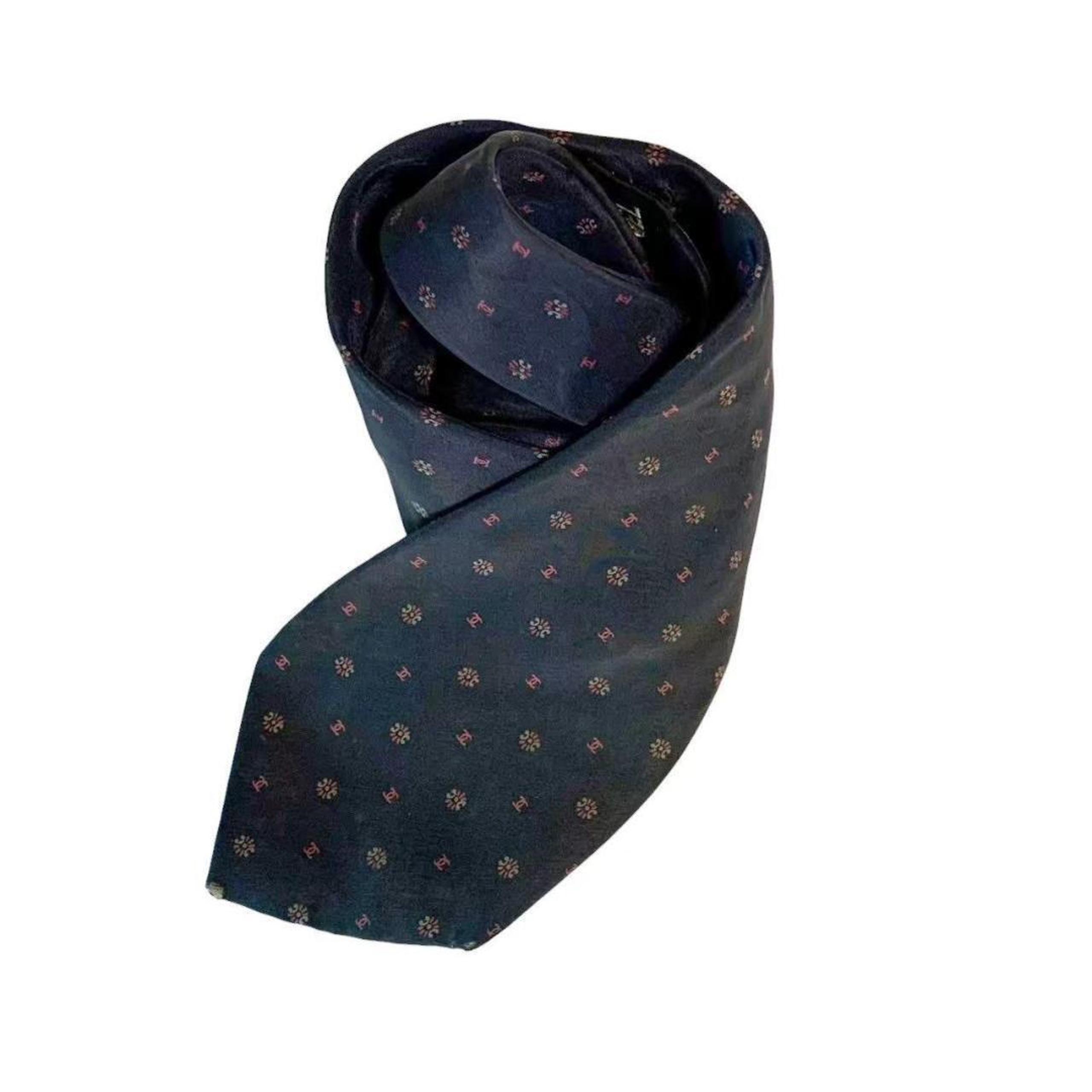 CHANEL Chanel Tie Silk All-over Pattern Small Pattern Made in Italy 723293