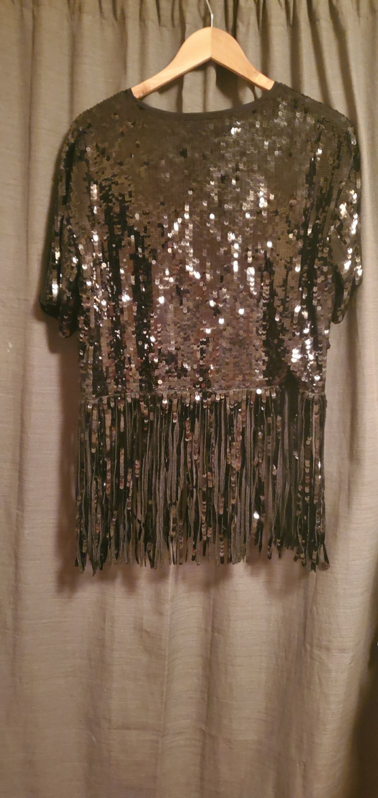 Black Zara sequin fringe top New without