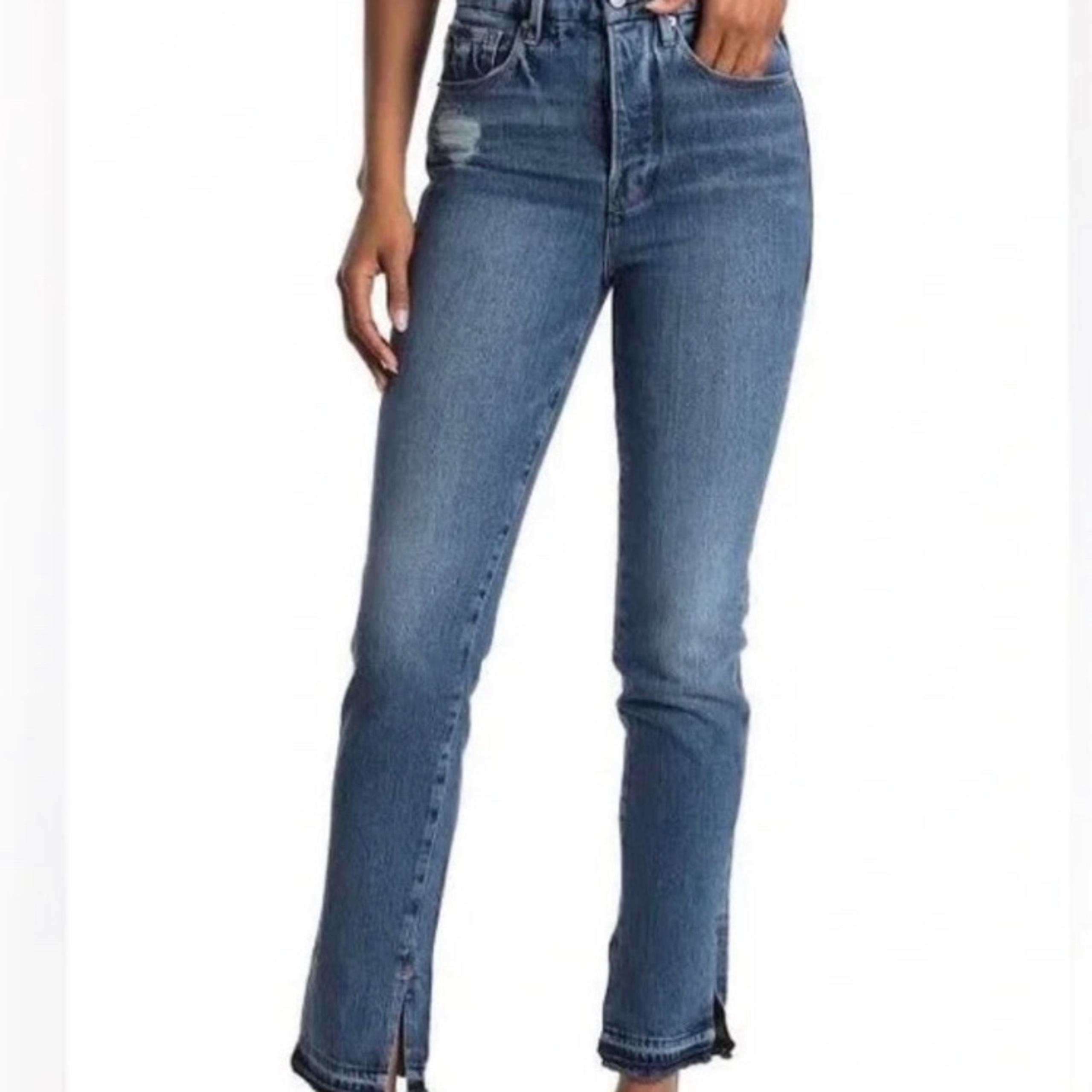 Good American Good boy double split boyfriend jeans high rise blue