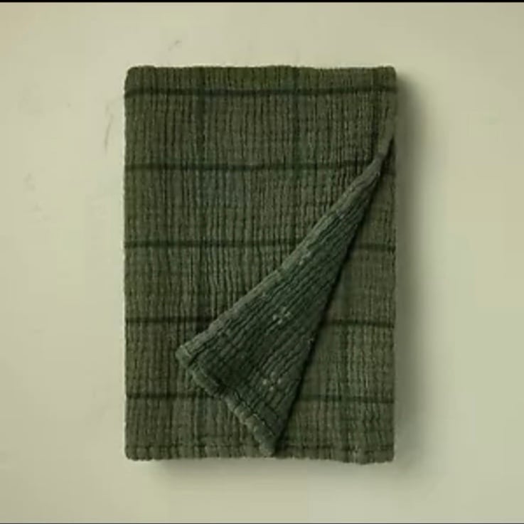 Hearth & Hand Magnolia Grid Matelassé Throw Blanket Dark Green