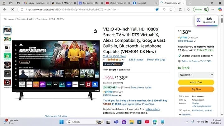 (2) VIZIO 40-inch Full HD 1080p Smart TV with DTS Virtual