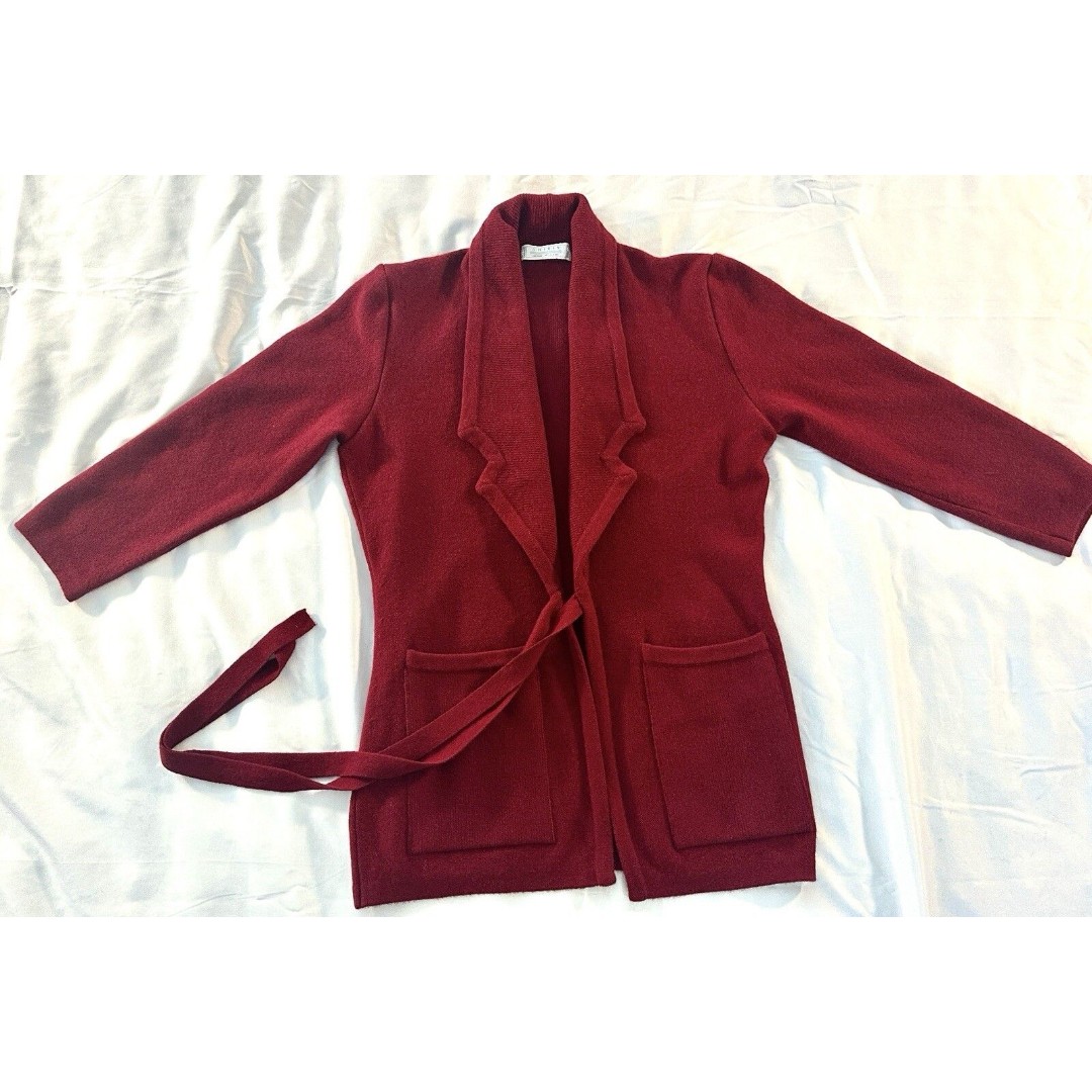 Vintage SHIRIN Women’s wrap sweater red 100% Cashmere, made in Scotland, size M