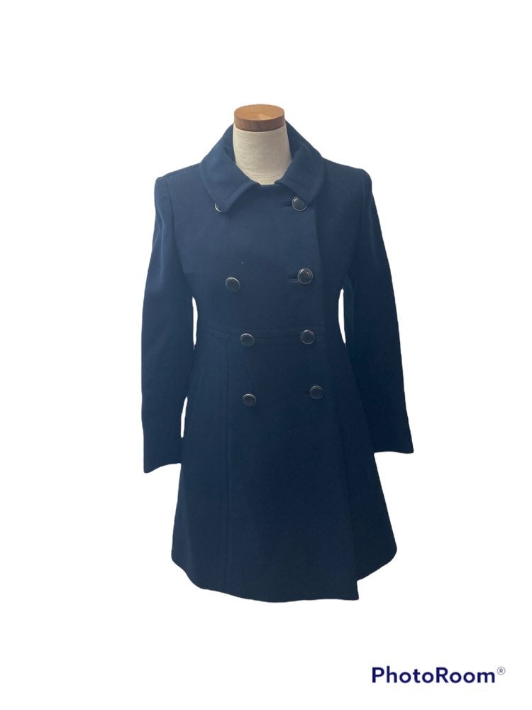 Vintage 1960's Saks Fifth Avenue Navy Blue Button Up Coat Size Small