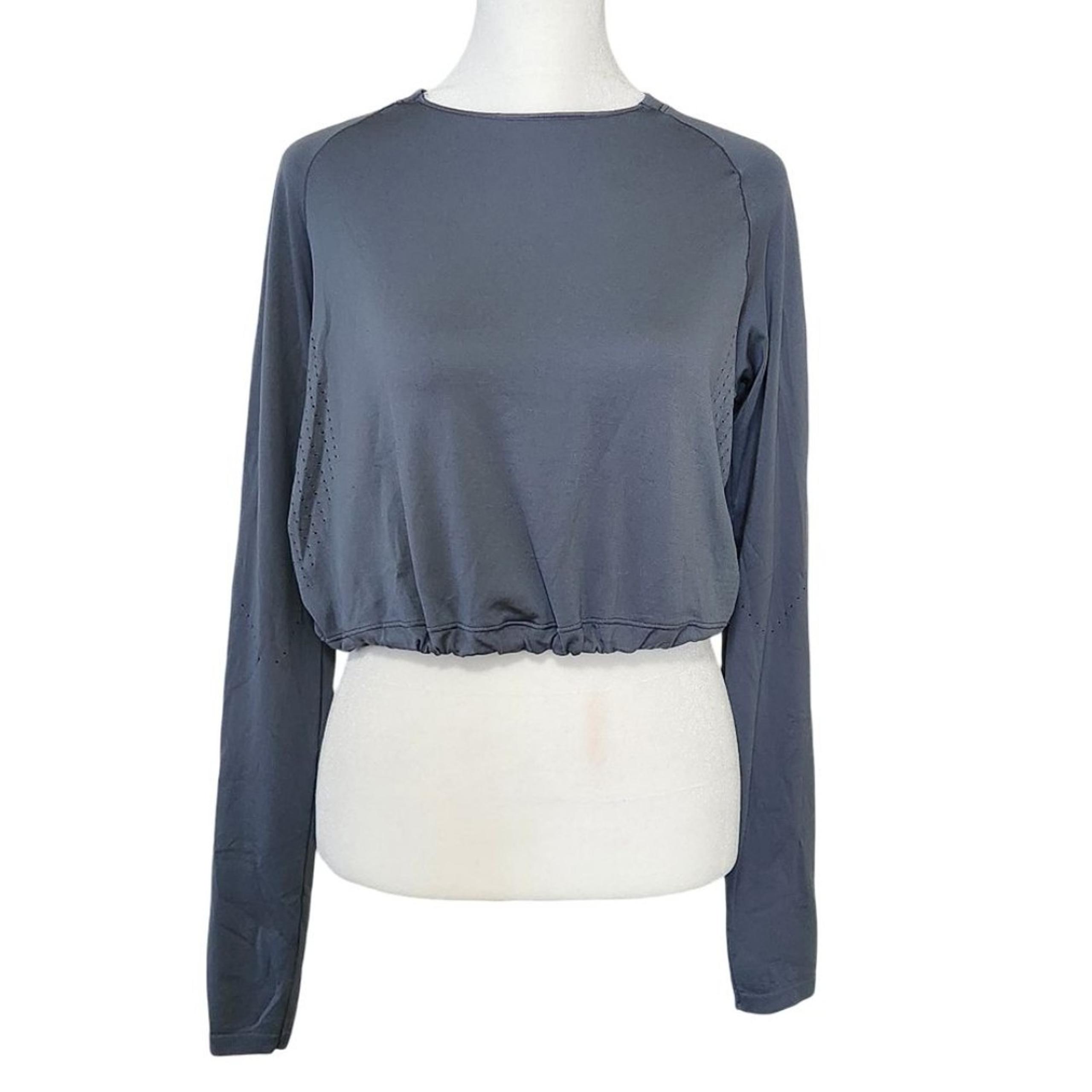 Gymshark Sweat Seamless Long Sleeve Crop Top Gray Toggle Hem Women's Size Small