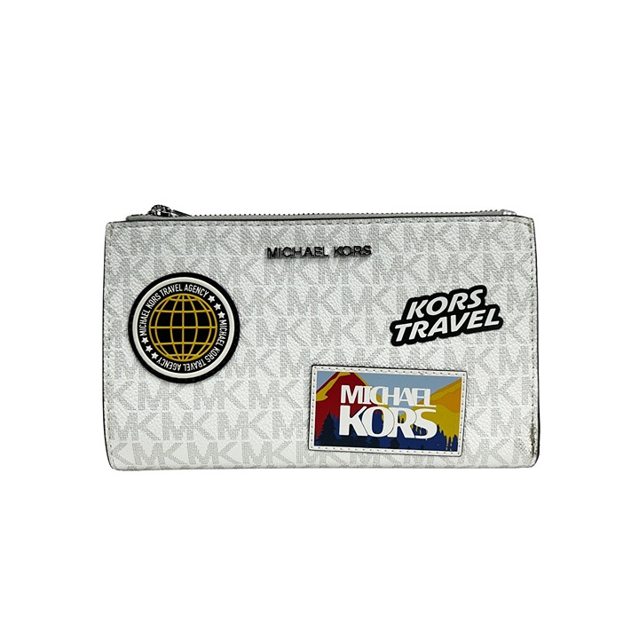NEW Michael Kors Jet Set Travel Double Zip Wristlet Wallet White Womens NWT