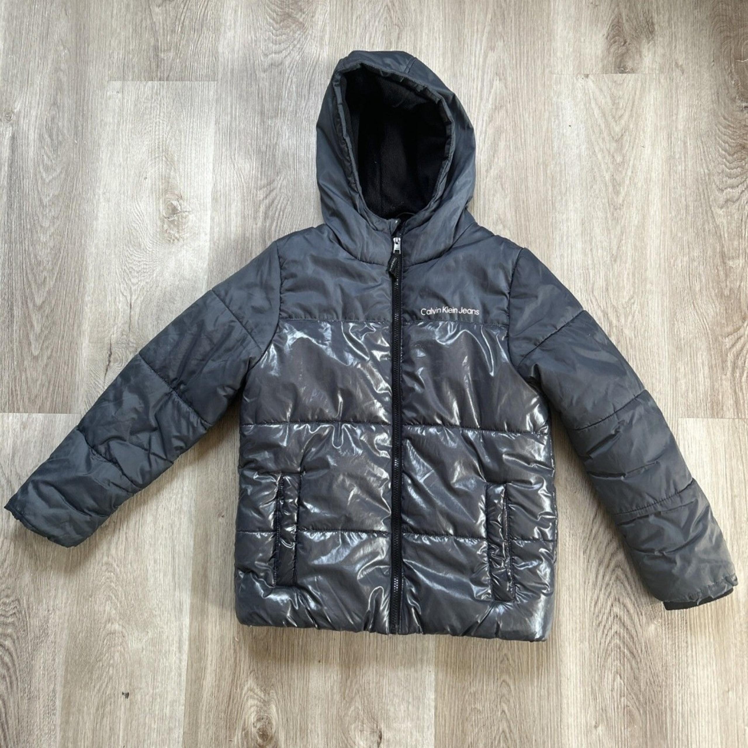 Calvin Klein Jeans Gray Womens Medium Puffer Jacket Ladies M Hooded Lined Coat