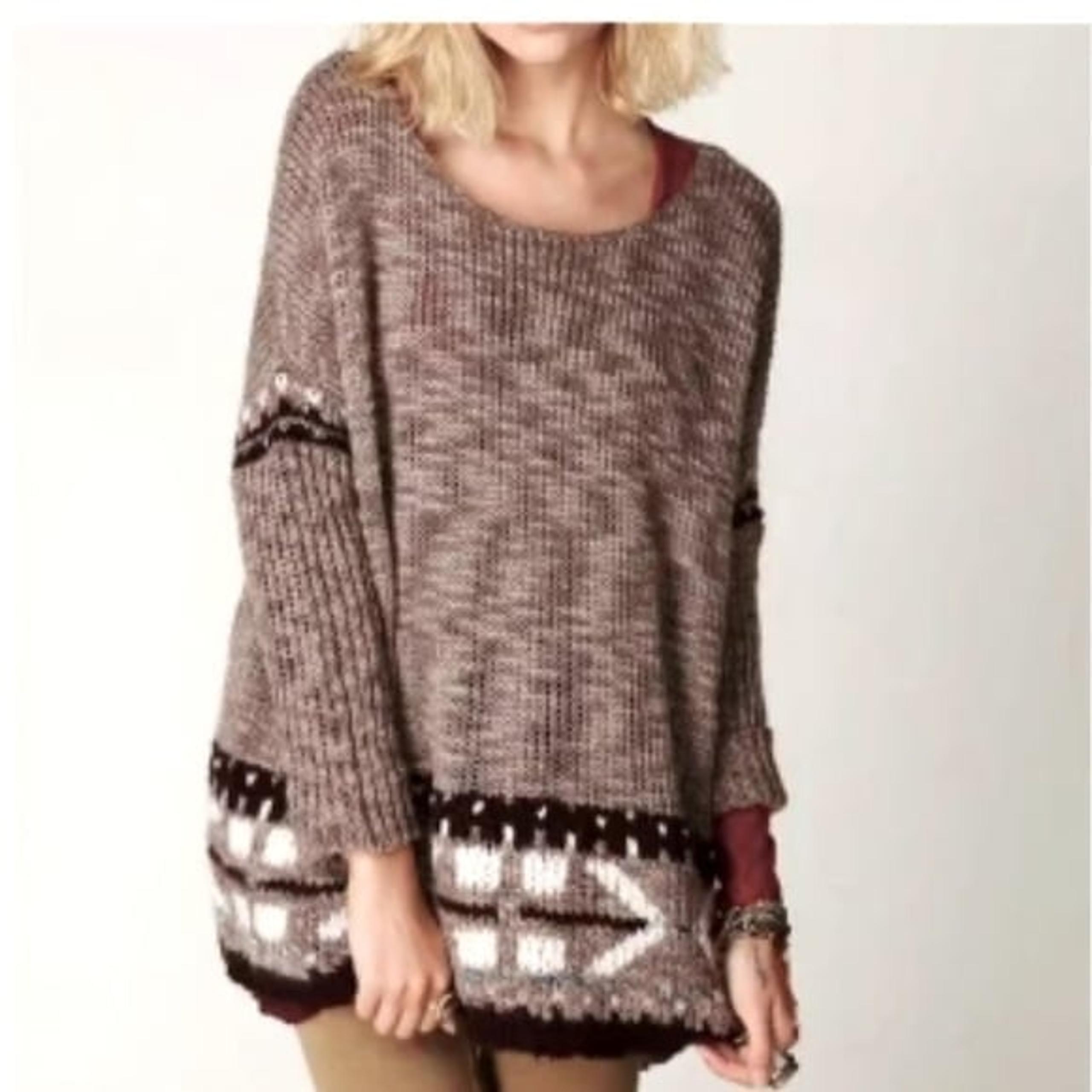Free People | Fair Isle Brown Women’s Oversized Wool Knit Sweater M