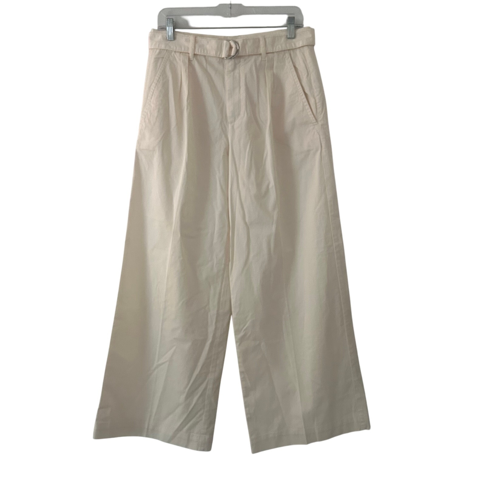 Everlane The Easy Wide Leg Belted High Waisted Pleated Pants Bone Size 6 NWOT