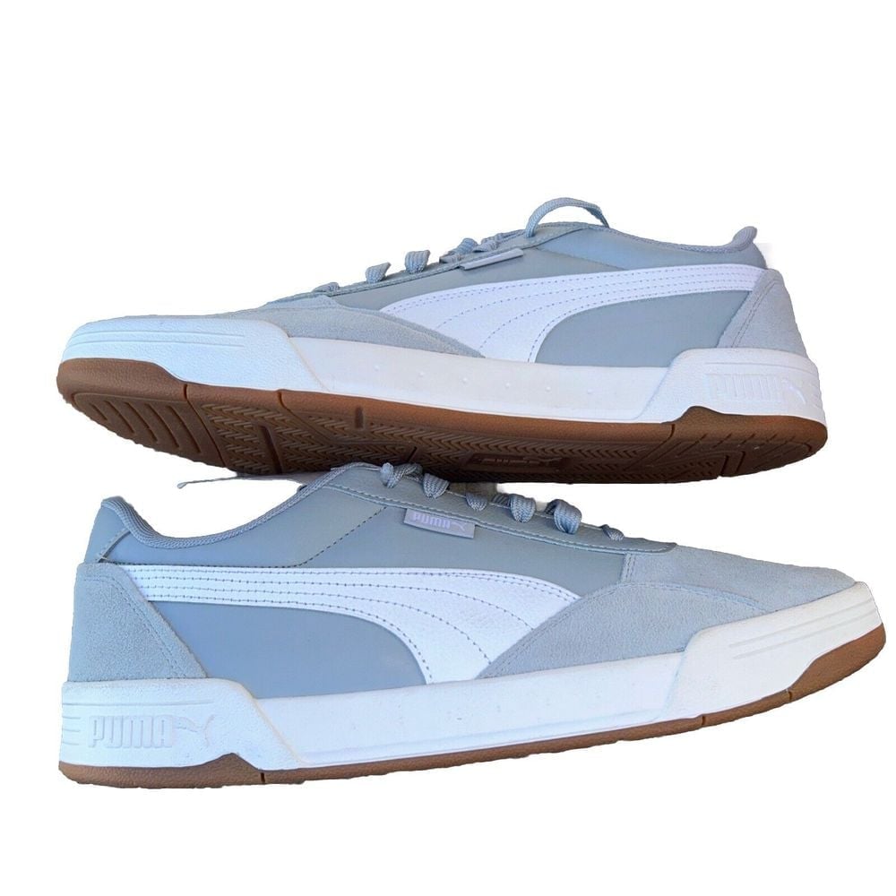 Men's PUMA Classic Suede Trim Low Top Lifestyle Sneakers Cool Gray 381461-02