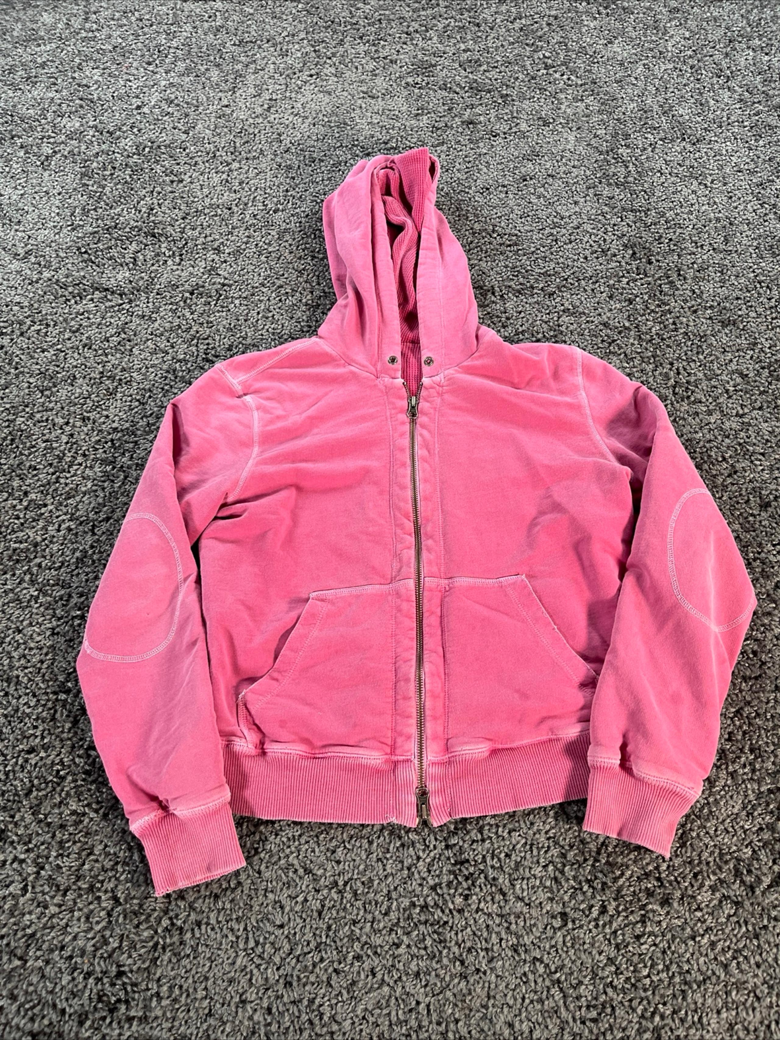 Vintage Gap Hoodie Womens Large Pink Full Zip Thermal Lined 90s Distressed