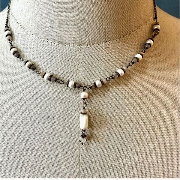 Sterling silver Pearl beaded necklace