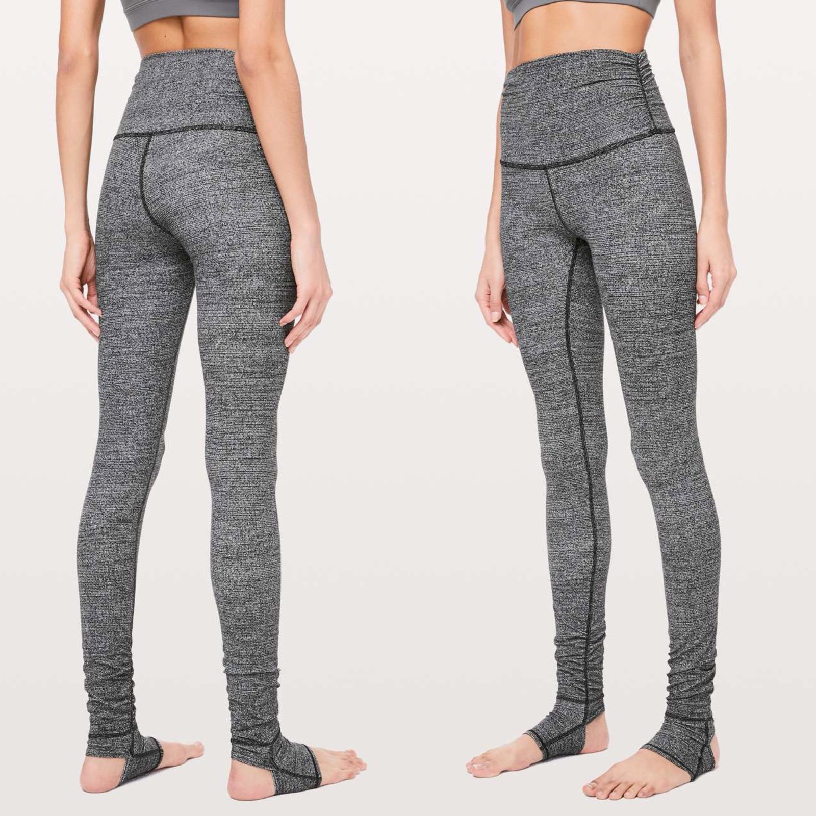 Lululemon Still Mind Tight Sz 8 *28 In Interlink Ice Grey Black