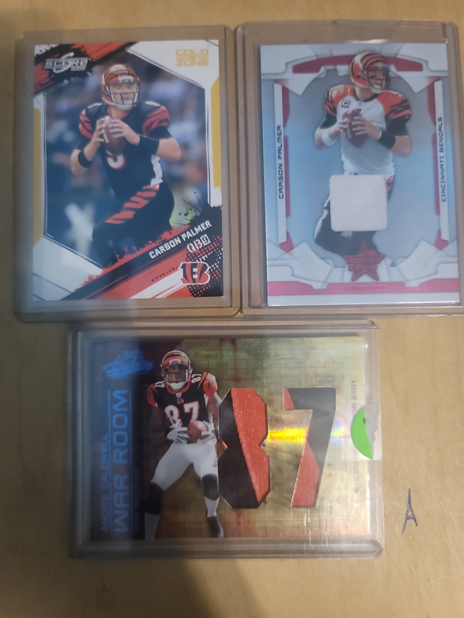 Cincinnati Bengals 3 card lot with low numbered game used card